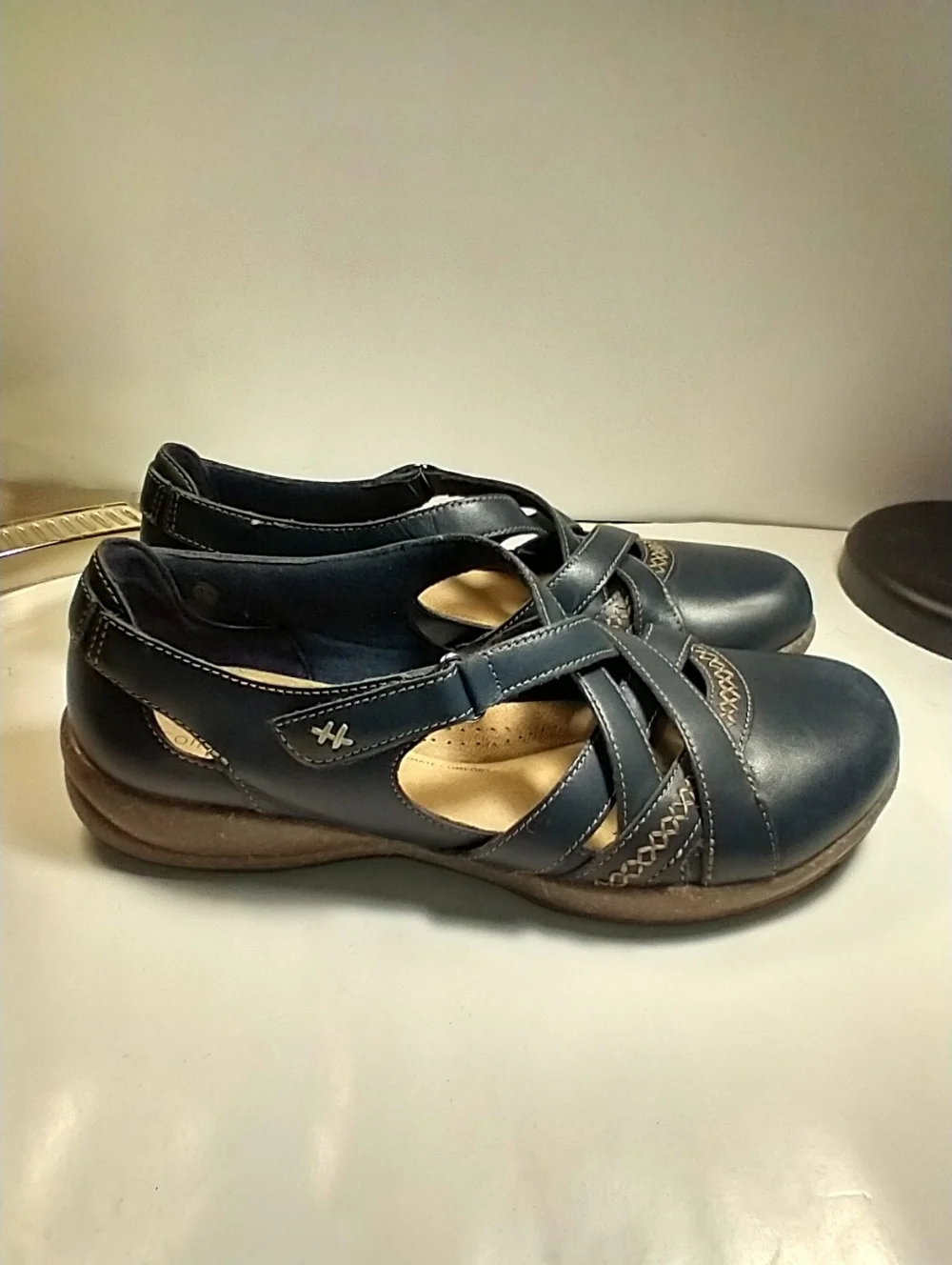 Clarks Roseville Step Mary Jane Blue Leather Comfort Flats Women's sz 9.5M.